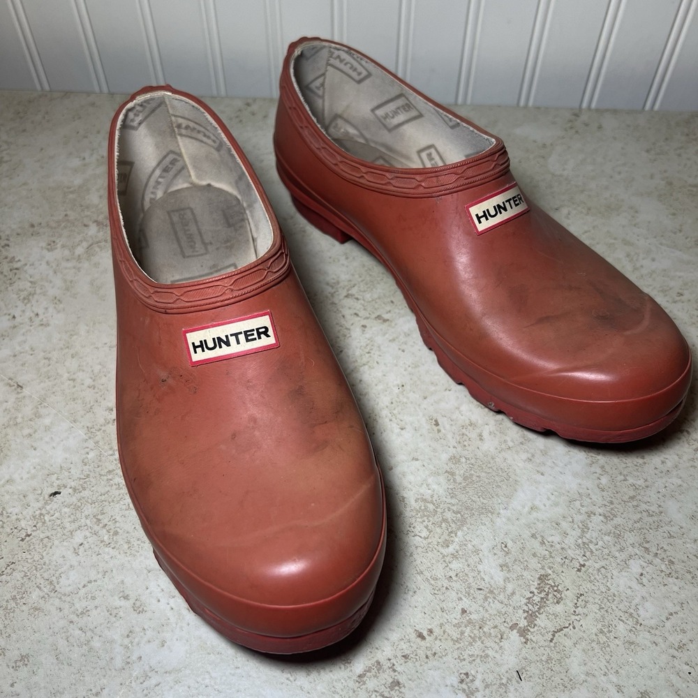 Hunter Original Waterproof Rubber Garden Clogs in Heritage Red Unisex 7 US 5 UK